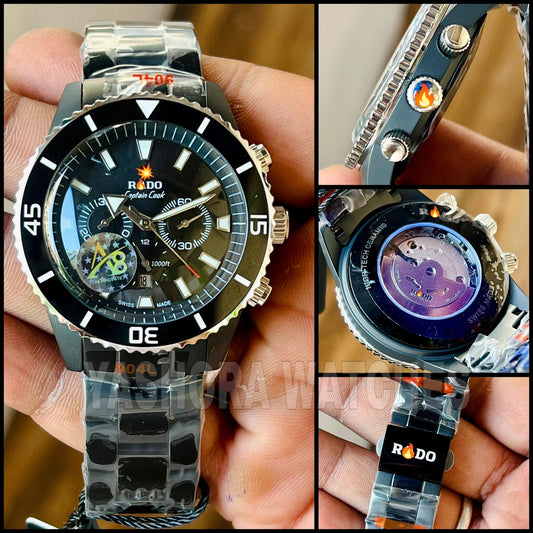 R*DO CAPTAIN COOK JAPAN AUTOMATIC HIGH PREMIUM QUALITY FULL BLACK METAL BELT
