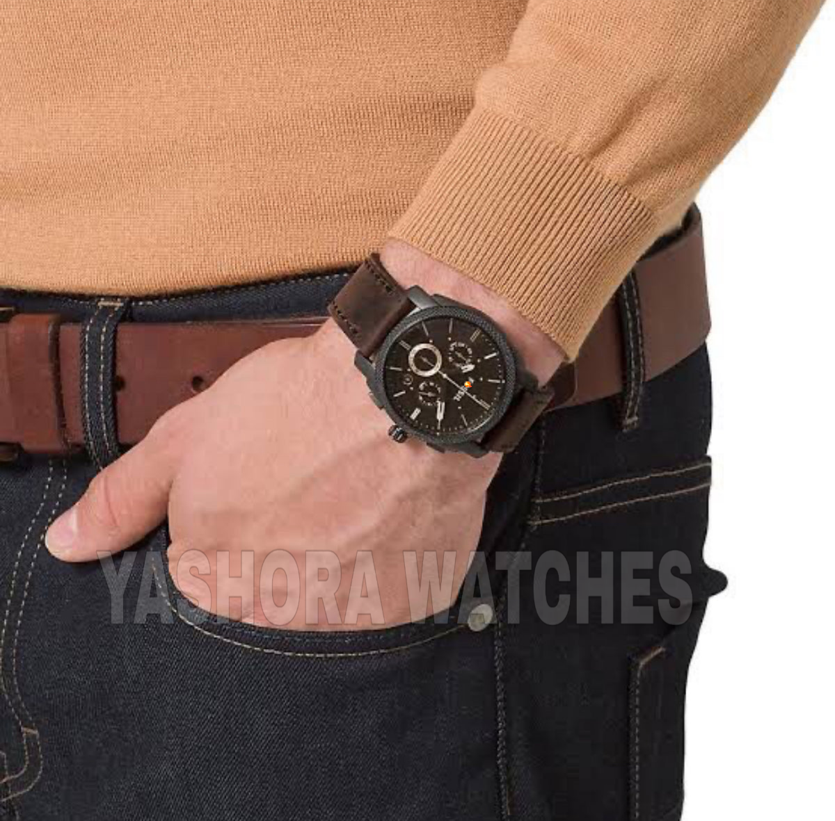 F*ssil FS5251 Japanese Brown Dial & Brown Leather Strap Men’s Watch
