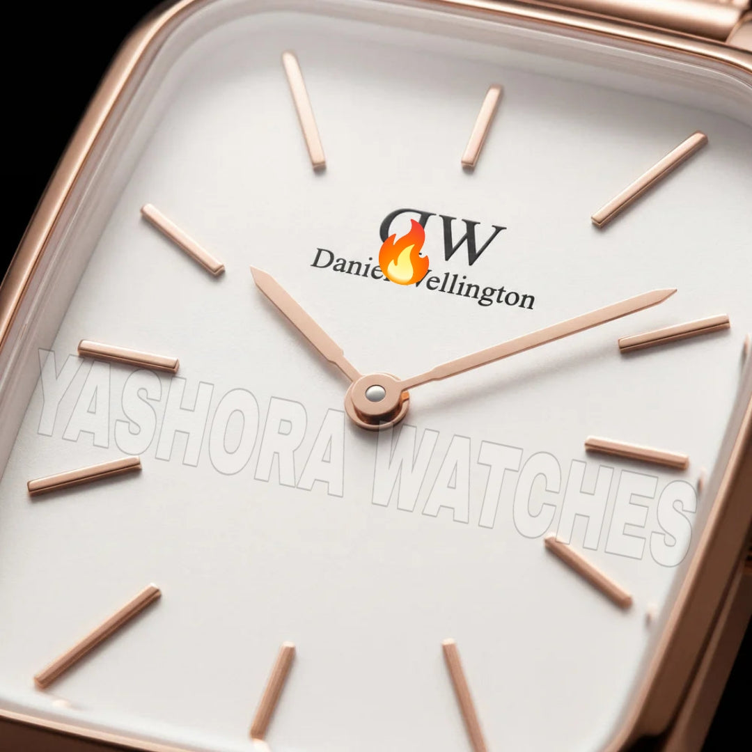 Gold Rectangular Silver Sunray Dial Mesh Strap Watch