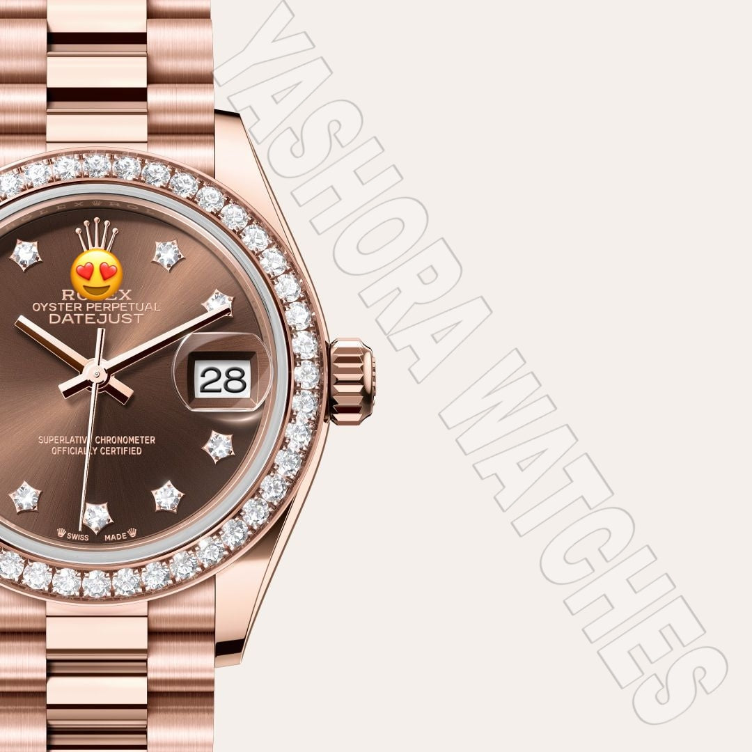 Role* Lady-Datejust Oyster, 28 mm, Everose gold and diamonds (Automatic)