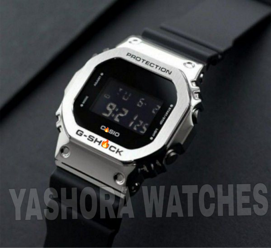 G-S**CK 5600BB METAL SILVER BLACK MEN JEWELRY