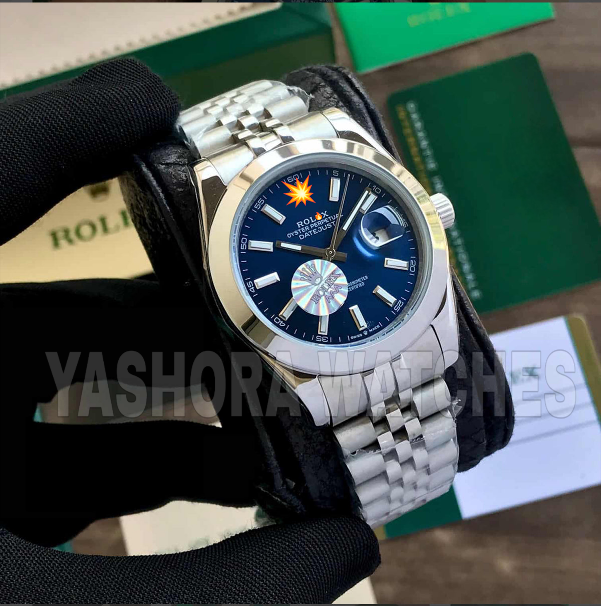Rol*x Date Just 41 Stainless Steel Silver Tone Blue Dial Japanese Automatic Master Quality Men’s Watch