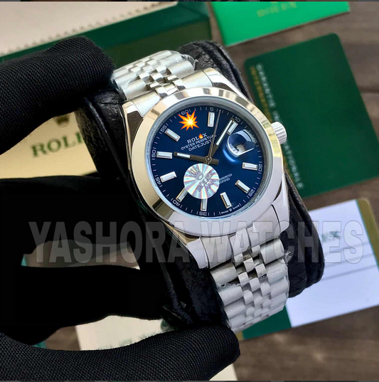 Rol*x Date Just 41 Stainless Steel Silver Tone Blue Dial Japanese Automatic Master Quality Men’s Watch