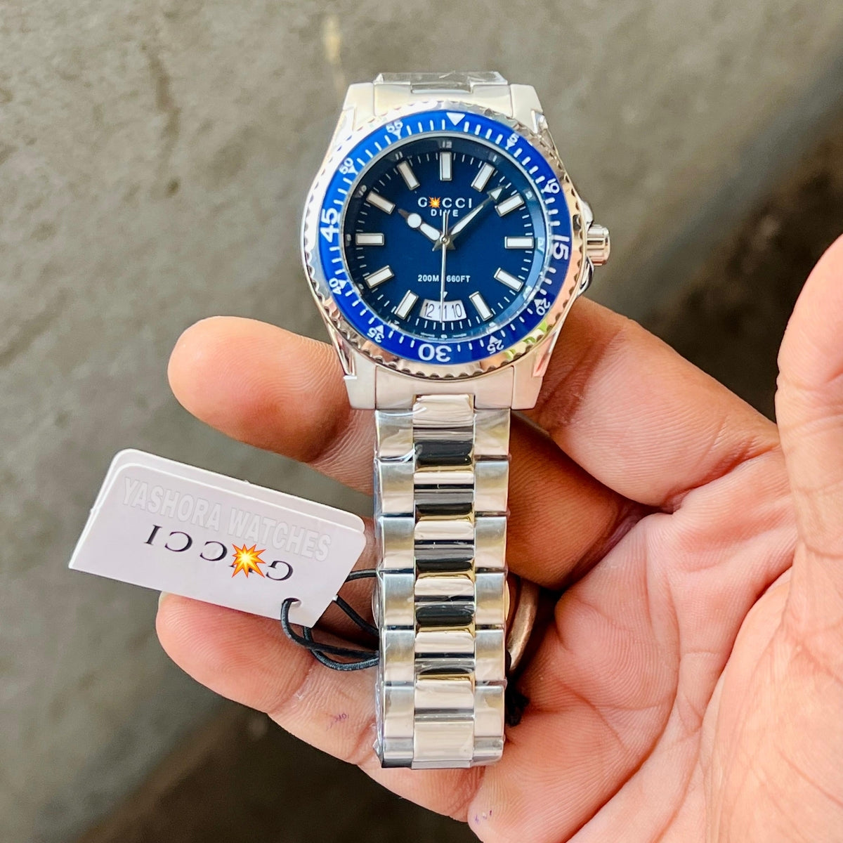 G*CCI DIVE YA136203 BEST HIGH PREMIUM QUALITY PURE JAPAN MACHINE FULL STEEL METAL BELT BLUE DIAL
