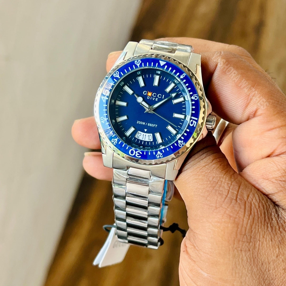 G*CCI DIVE YA136203 BEST HIGH PREMIUM QUALITY PURE JAPAN MACHINE FULL STEEL METAL BELT BLUE DIAL