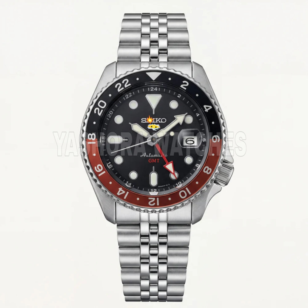 Midnight Black Dual-Tone GMT Automatic Steel Watch