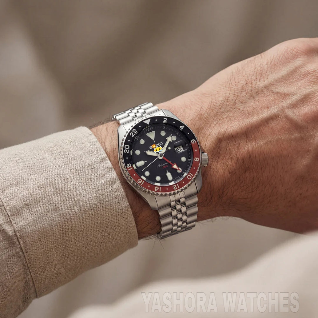 Midnight Black Dual-Tone GMT Automatic Steel Watch