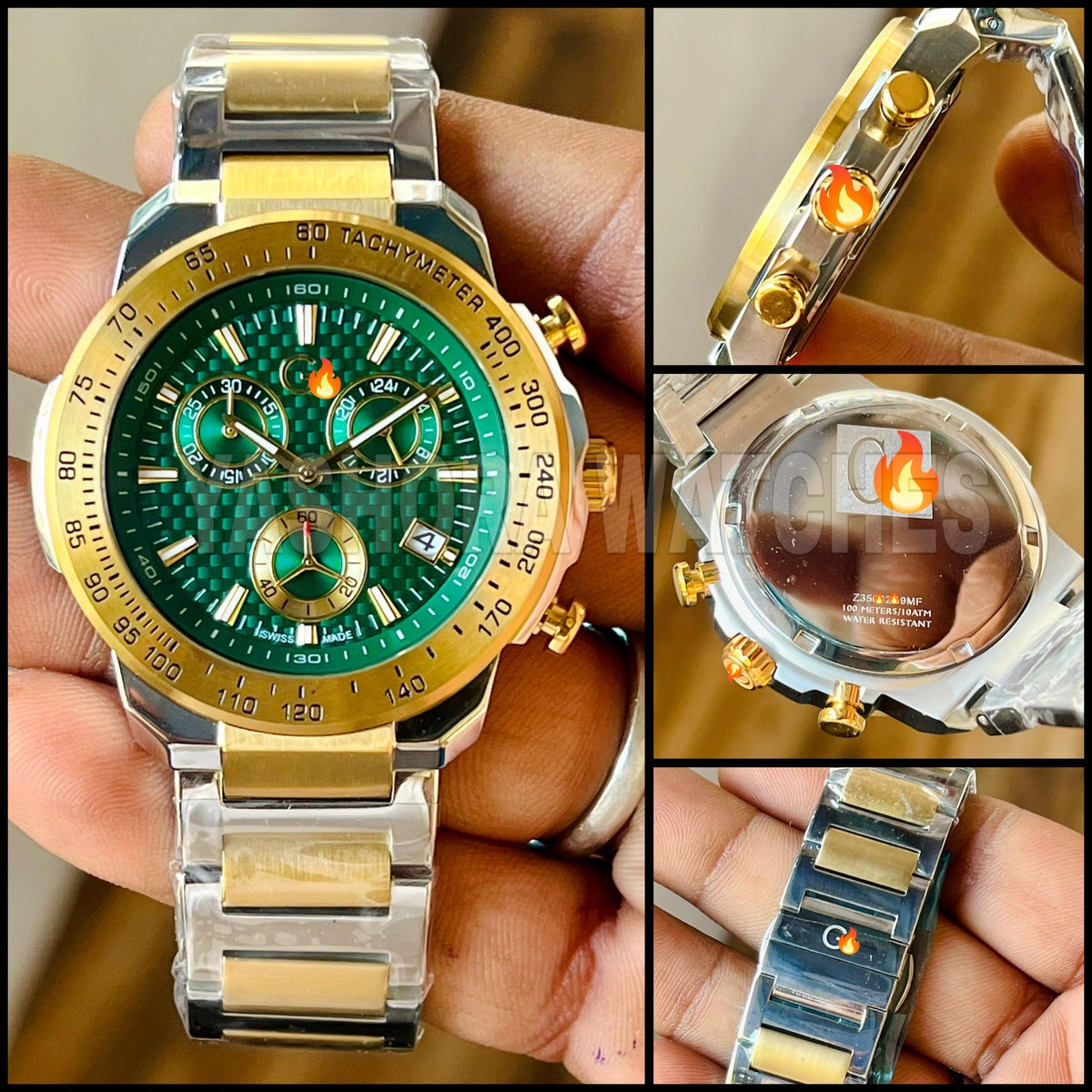 Gu*ss Collection First Class Green Round Dial Analog Men Watch Z35002G9MF