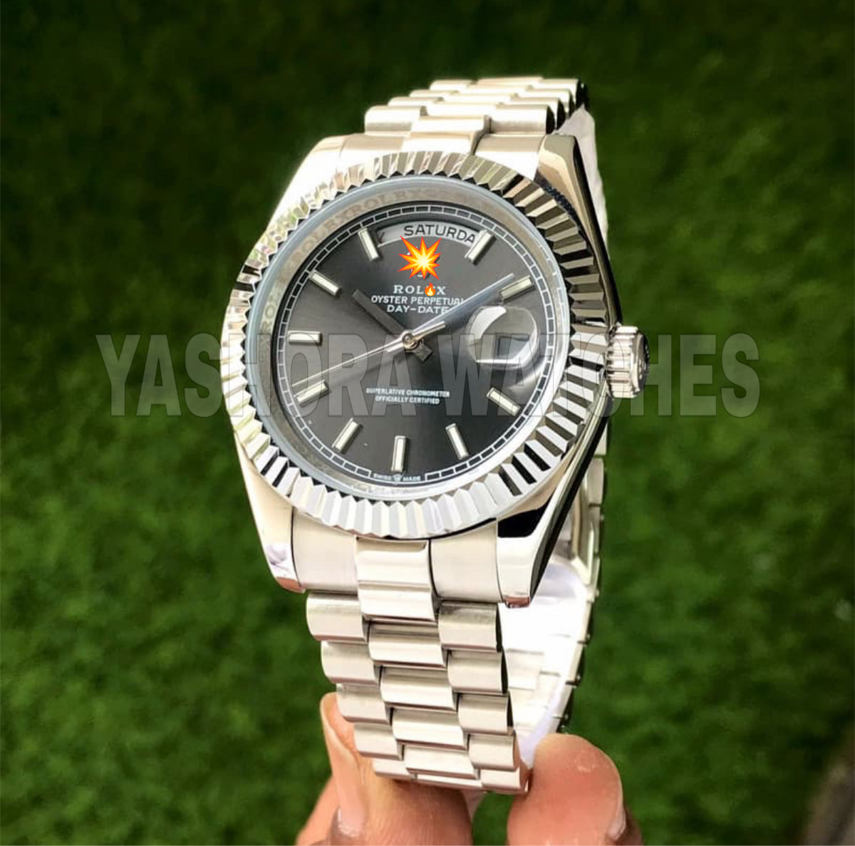 Rol*x Day Date 40 Stainless Steel Grey Dial Japanese Automatic Master Quality Mens Watch