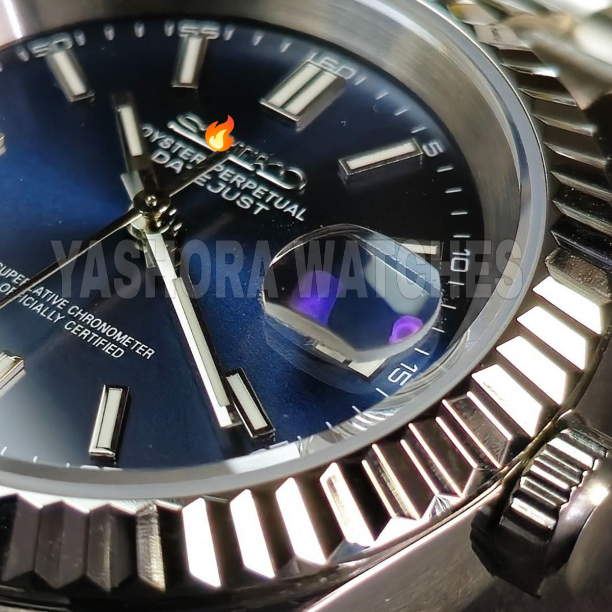 S*IKO Silver Stainless Steel Watch Fluted Bezel Blue Sunburst Dial Jubilee Bracelet Premium Automatic Watch – Men