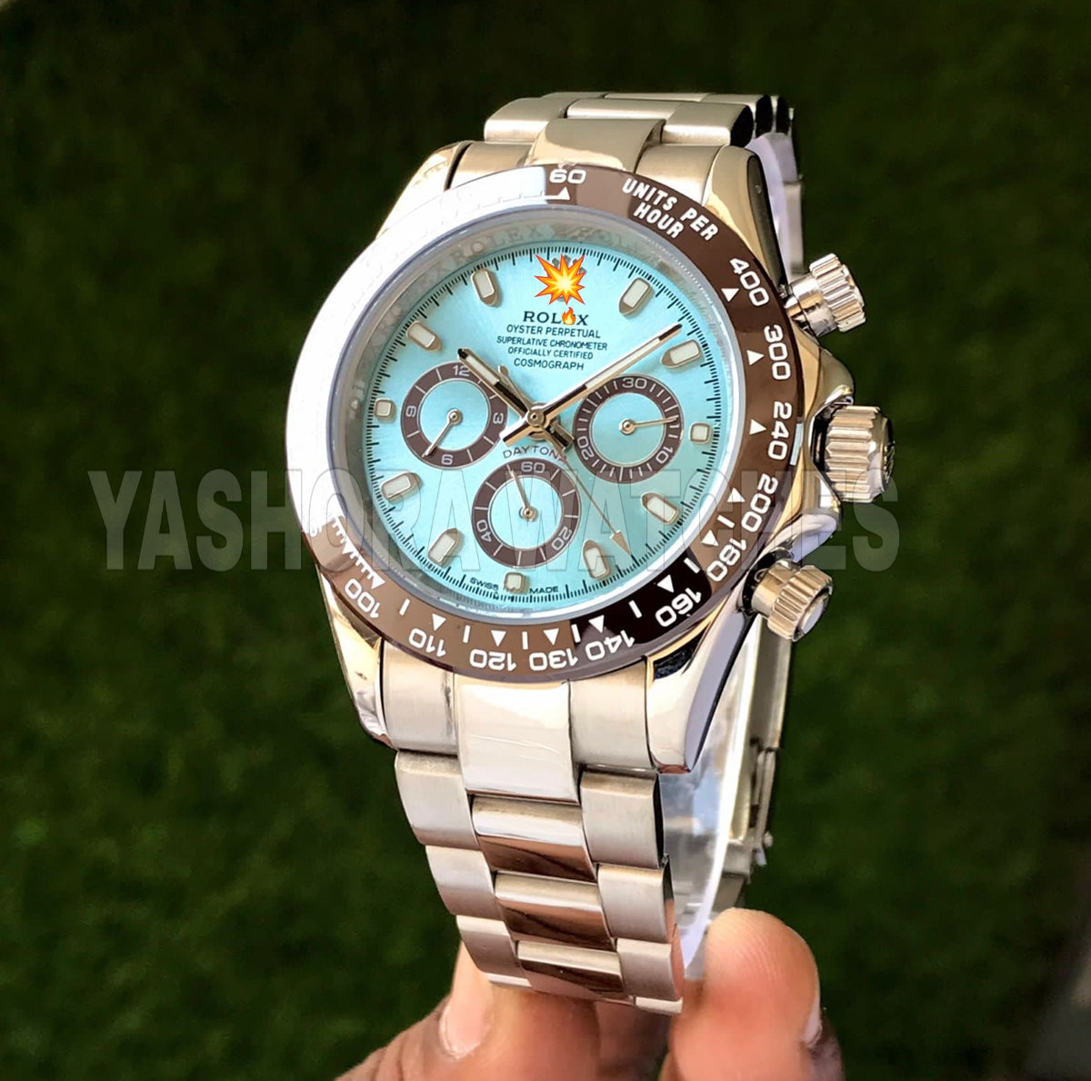 Rol*x Daytona Cosmograph Stainless Steel Sky Blue Dial Japanese Master Quality Mens Watch