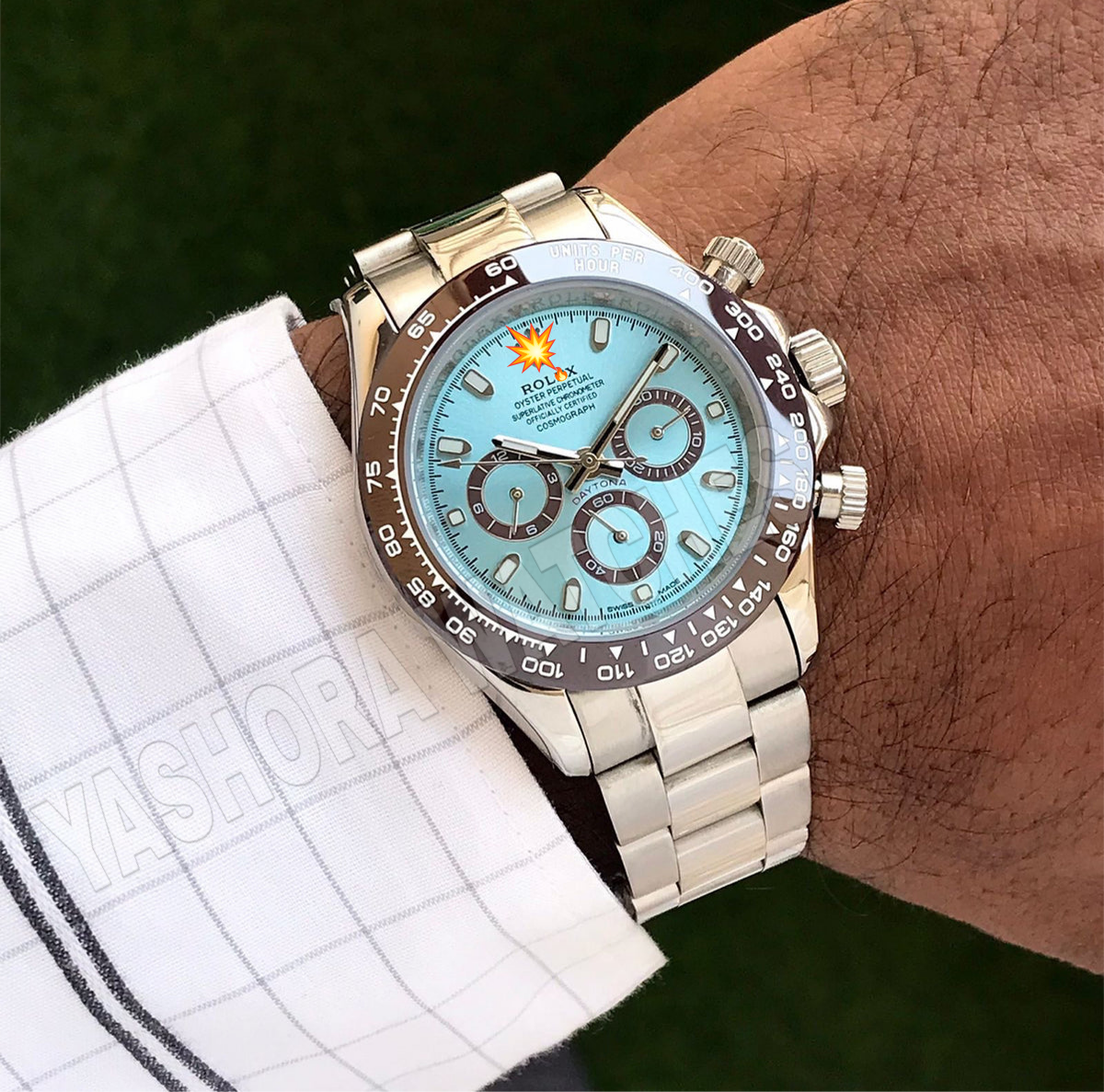 Rol*x Daytona Cosmograph Stainless Steel Sky Blue Dial Japanese Master Quality Mens Watch