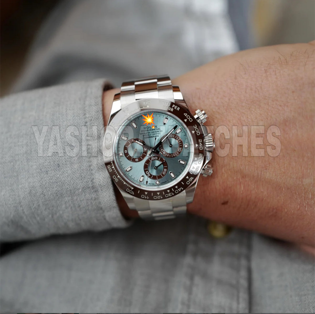 Rol*x Daytona Cosmograph Stainless Steel Sky Blue Dial Japanese Master Quality Mens Watch