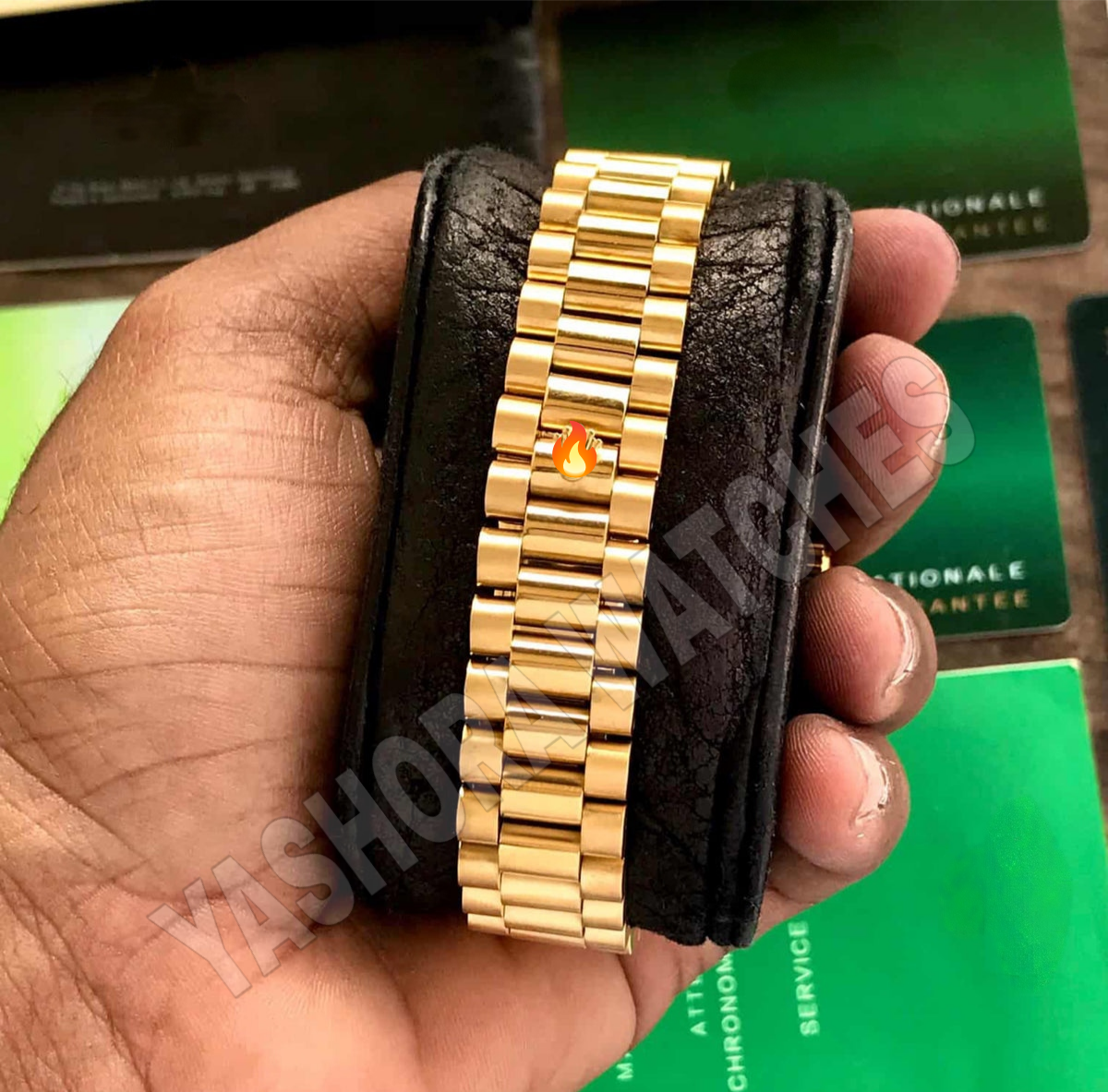 Rol*x Day Date Gold Green Dial 40mm Japanese Automatic Mens Watch
