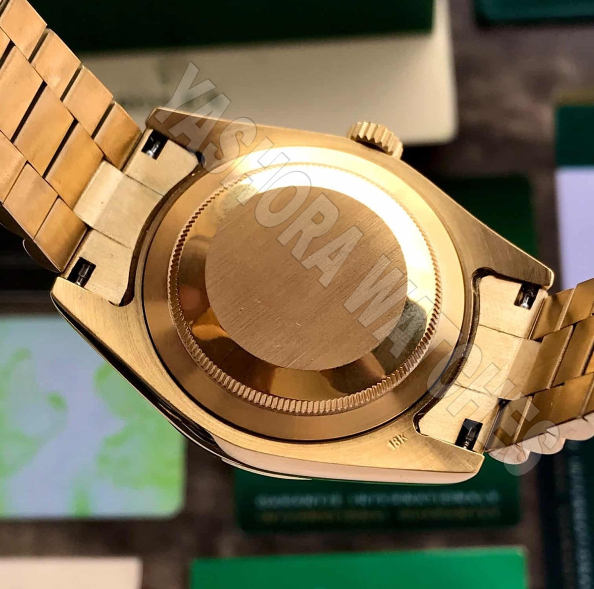 Rol*x Day Date Gold Green Dial 40mm Japanese Automatic Mens Watch