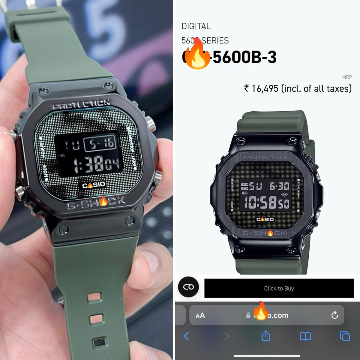 G-SH*CK 5600BB METAL BODY MILITARY PATTERN