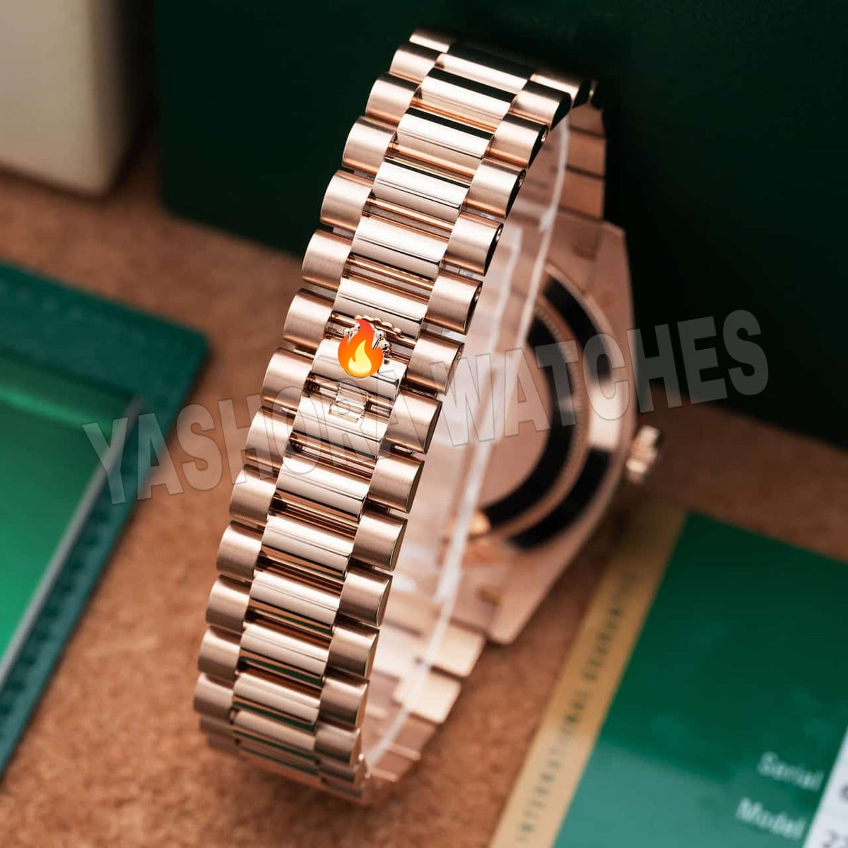 Rol*x Day-Date 41 Fluted Bezel Rose Gold Green Dial