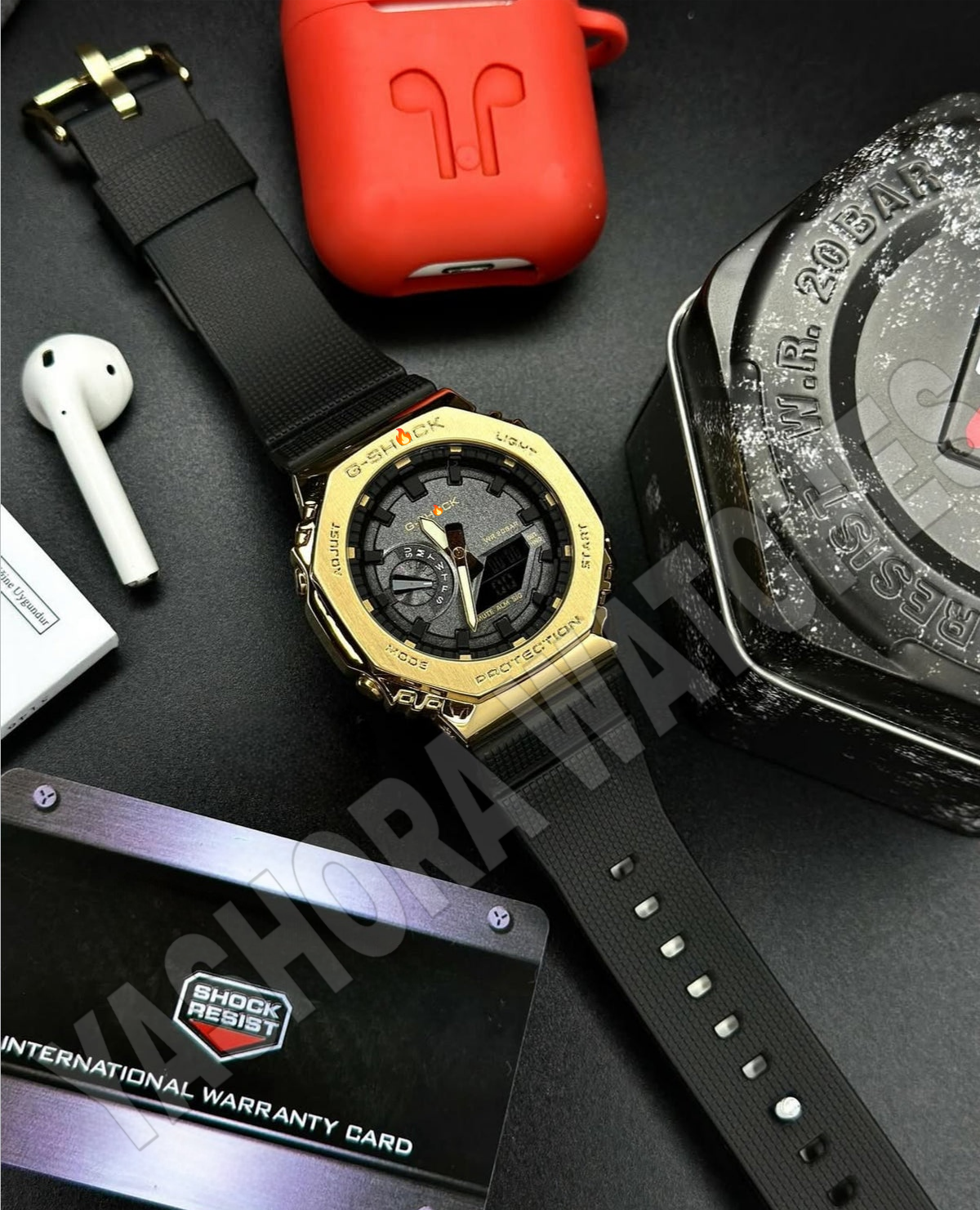 G-SH*CK GM-2100 GOLD BLACK DIAL METAL BODY