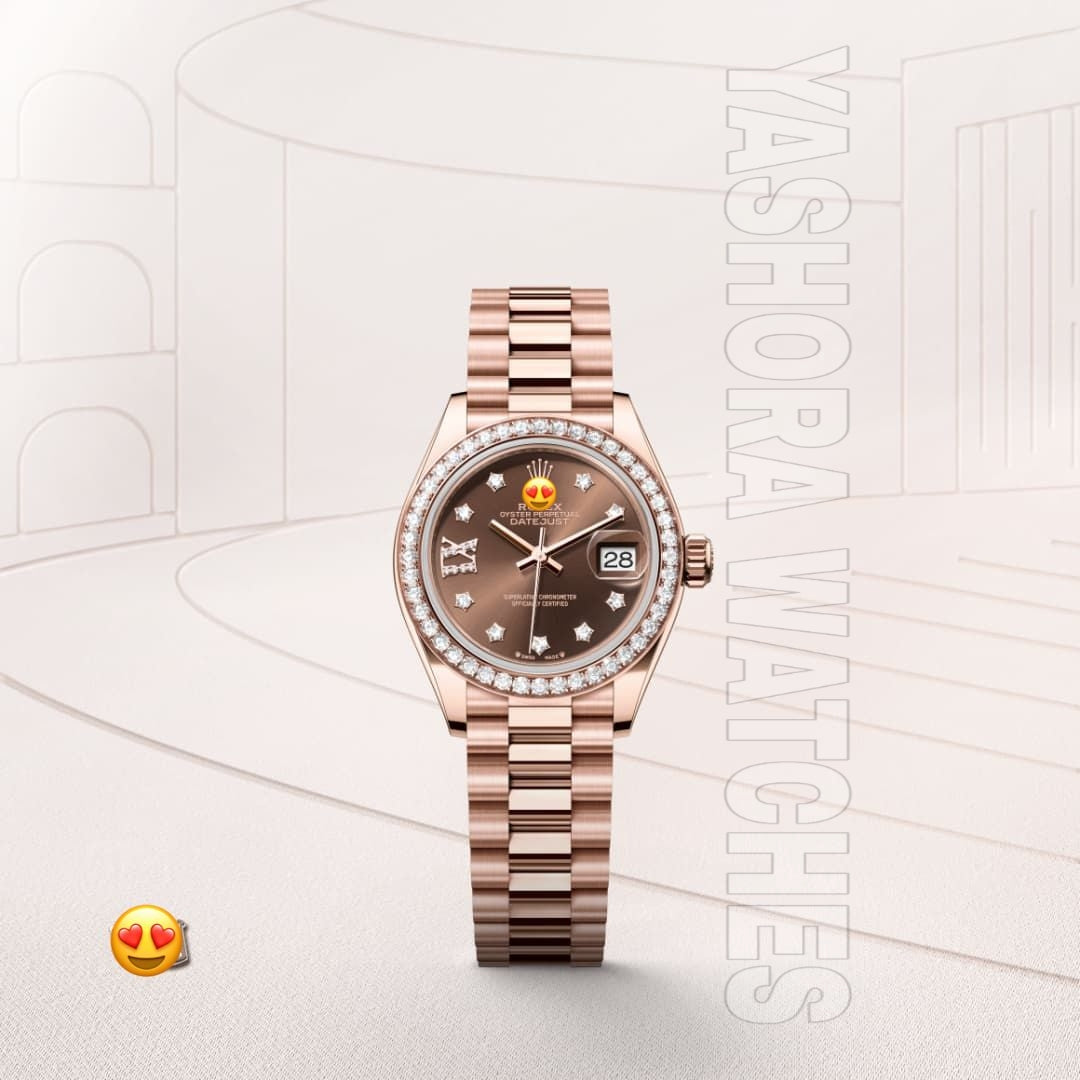 Role* Lady-Datejust Oyster, 28 mm, Everose gold and diamonds (Automatic)