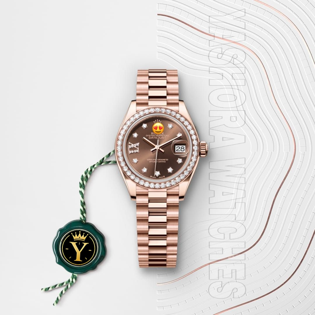 Role* Lady-Datejust Oyster, 28 mm, Everose gold and diamonds (Automatic)