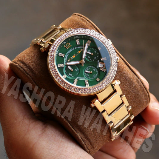 MICH*EL K*RS PARKER GREEN GOLD DIAL