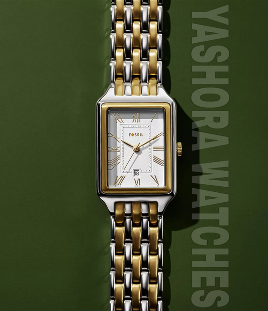 F*ssil-Rectangle-Two Tone Gold-White