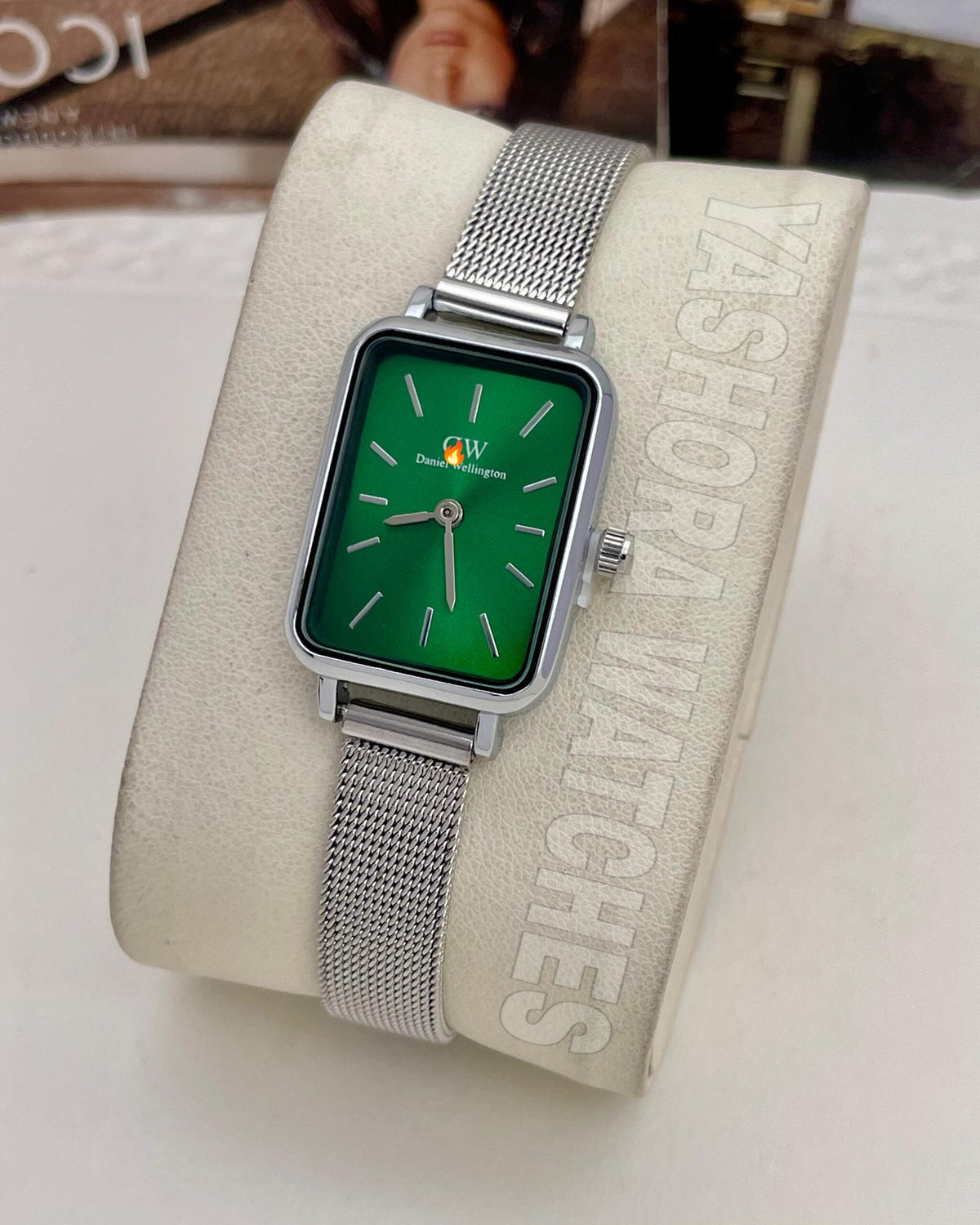 DW-SQUAR-COMPACT-DAIL ( Silver-Green )