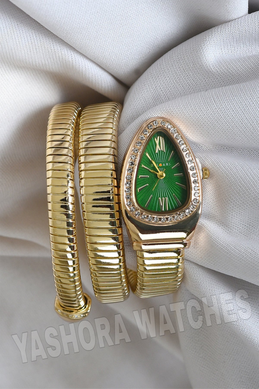 BVL SERPENTINE FULL STONE GOLD SPIRAL