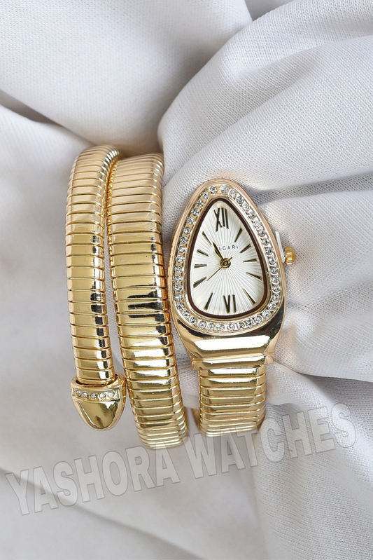 BVL SERPENTINE FULL STONE GOLD SPIRAL