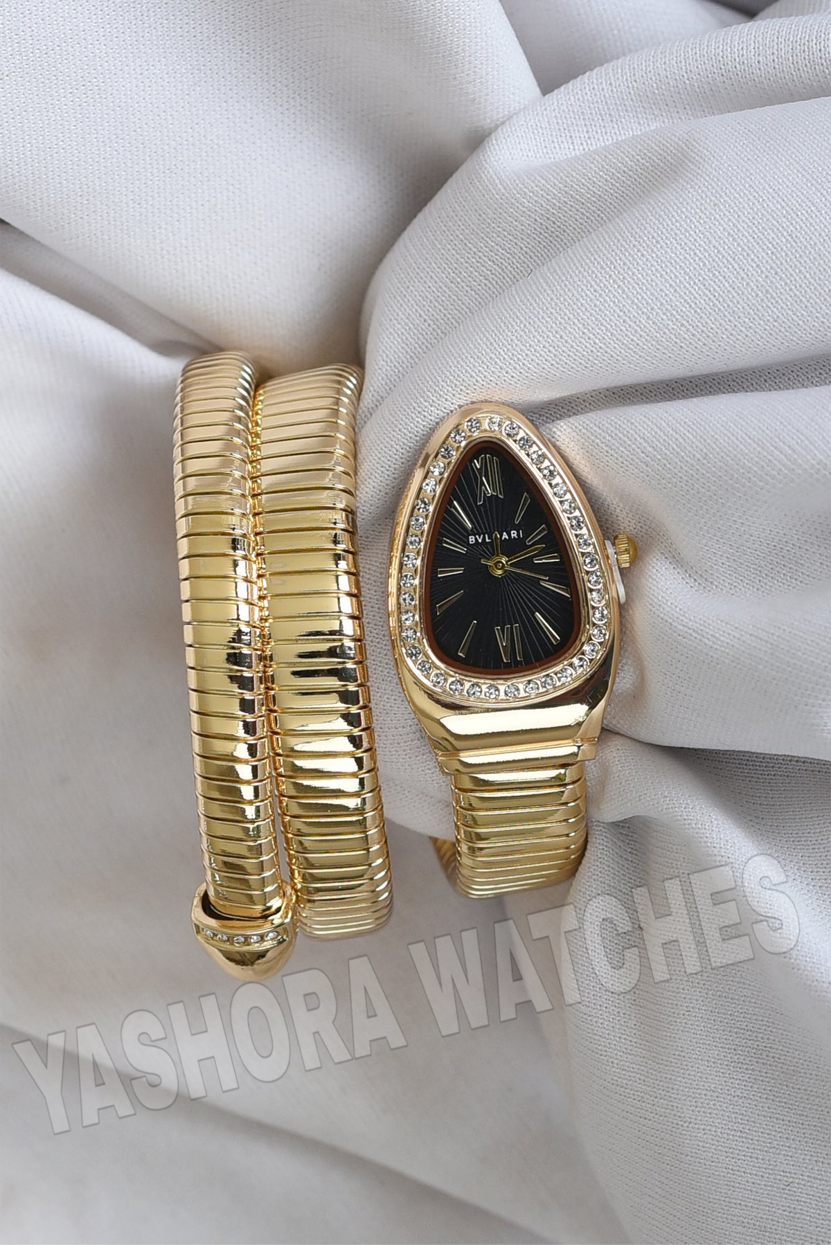 BVL SERPENTINE FULL STONE GOLD SPIRAL