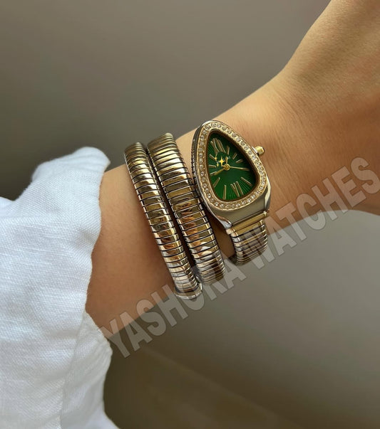 BVL TWO TONE GOLD SERPANTINE SPIRAL WATCH