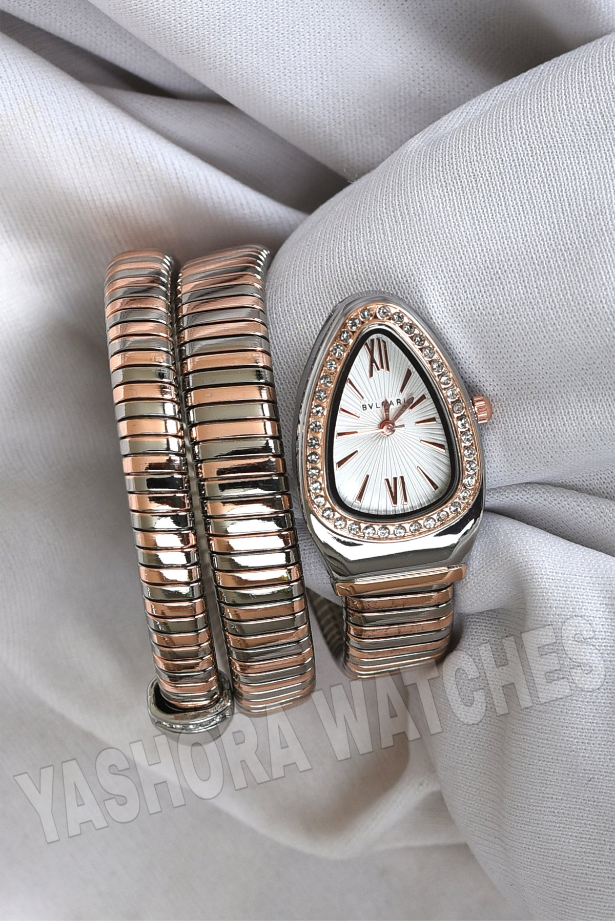 BVL SERPENTINE TWO TONE ROSEGOD STRAP SPIRAL