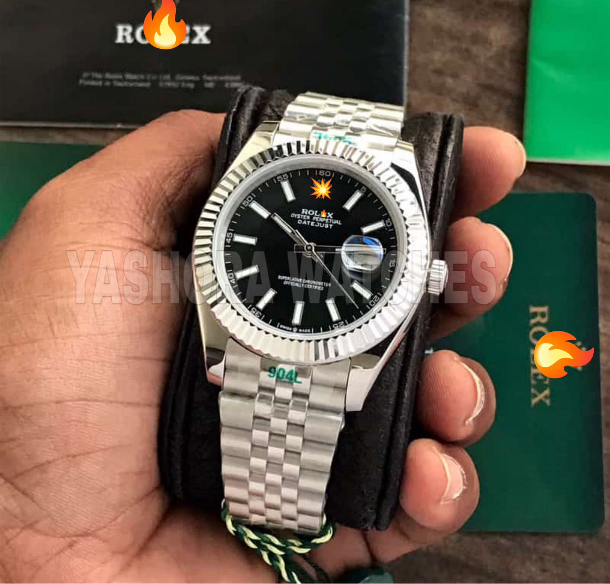 Rol*x Datejust 41 Silver & Steel Fluted Jubilee Black Dial Swiss Semi ETA 3235 Movement