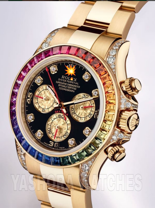 Rol*x Rainbow Daytona Gold Tone Automatic Japanese Master Quality Men’s Watch