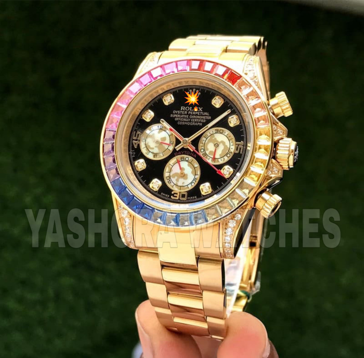 Rol*x Rainbow Daytona Gold Tone Automatic Japanese Master Quality Men’s Watch