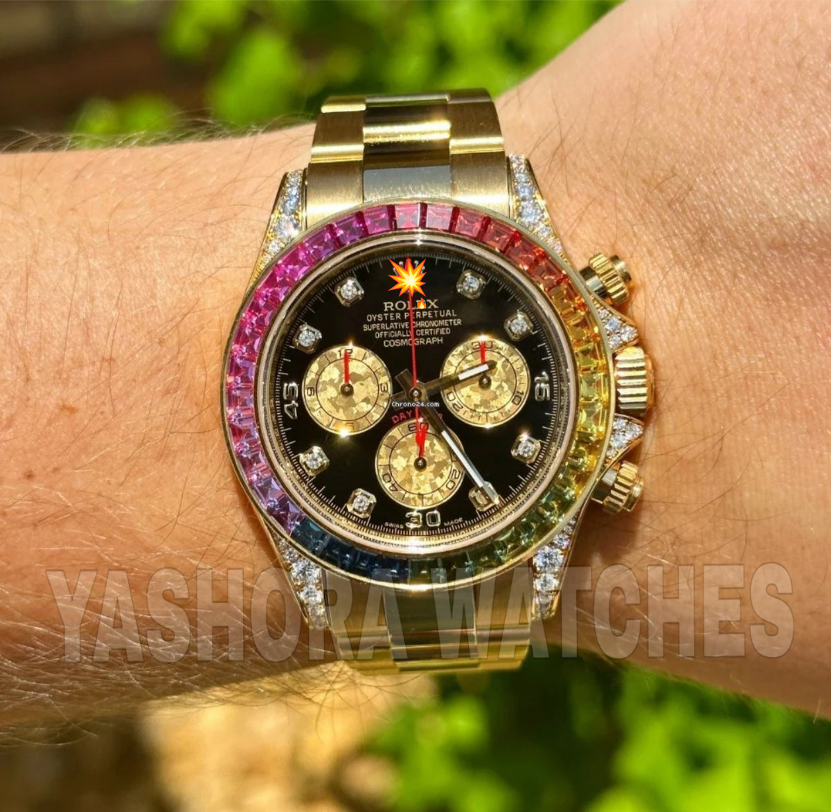Rol*x Rainbow Daytona Gold Tone Automatic Japanese Master Quality Men’s Watch