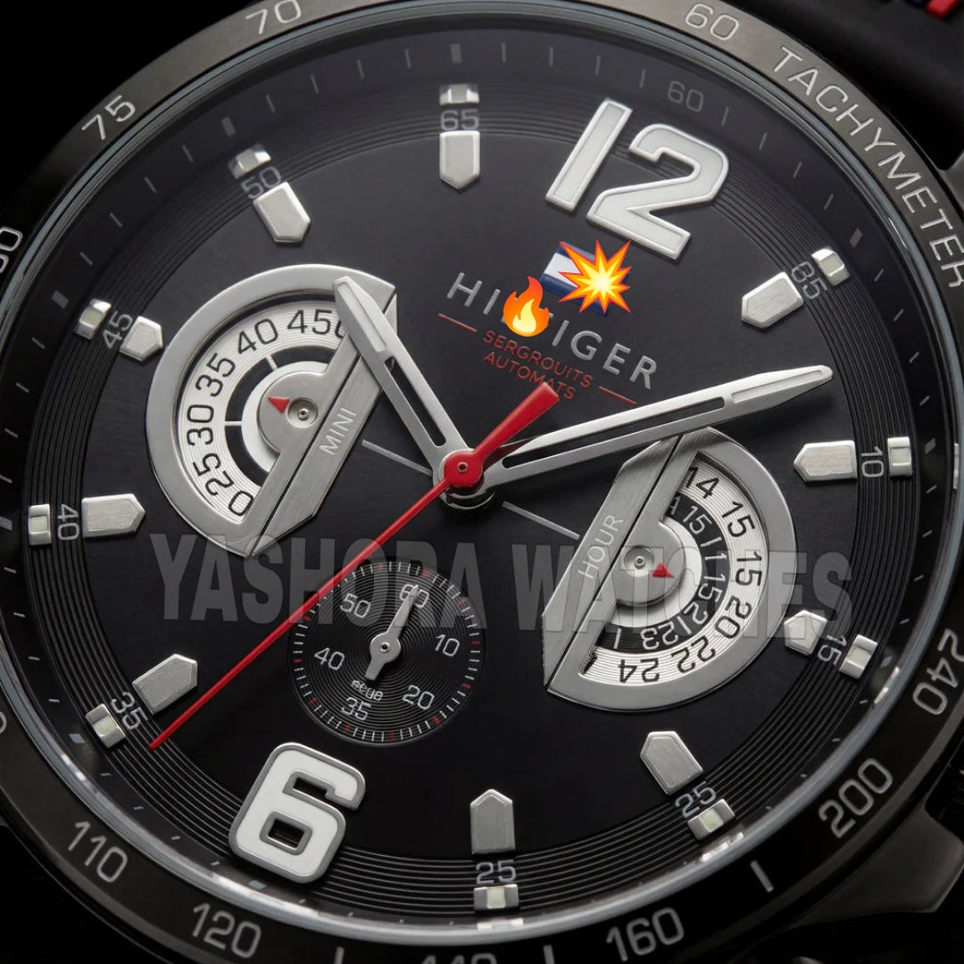 Sport Black Tachymeter Chronograph Watch – Racing Edition