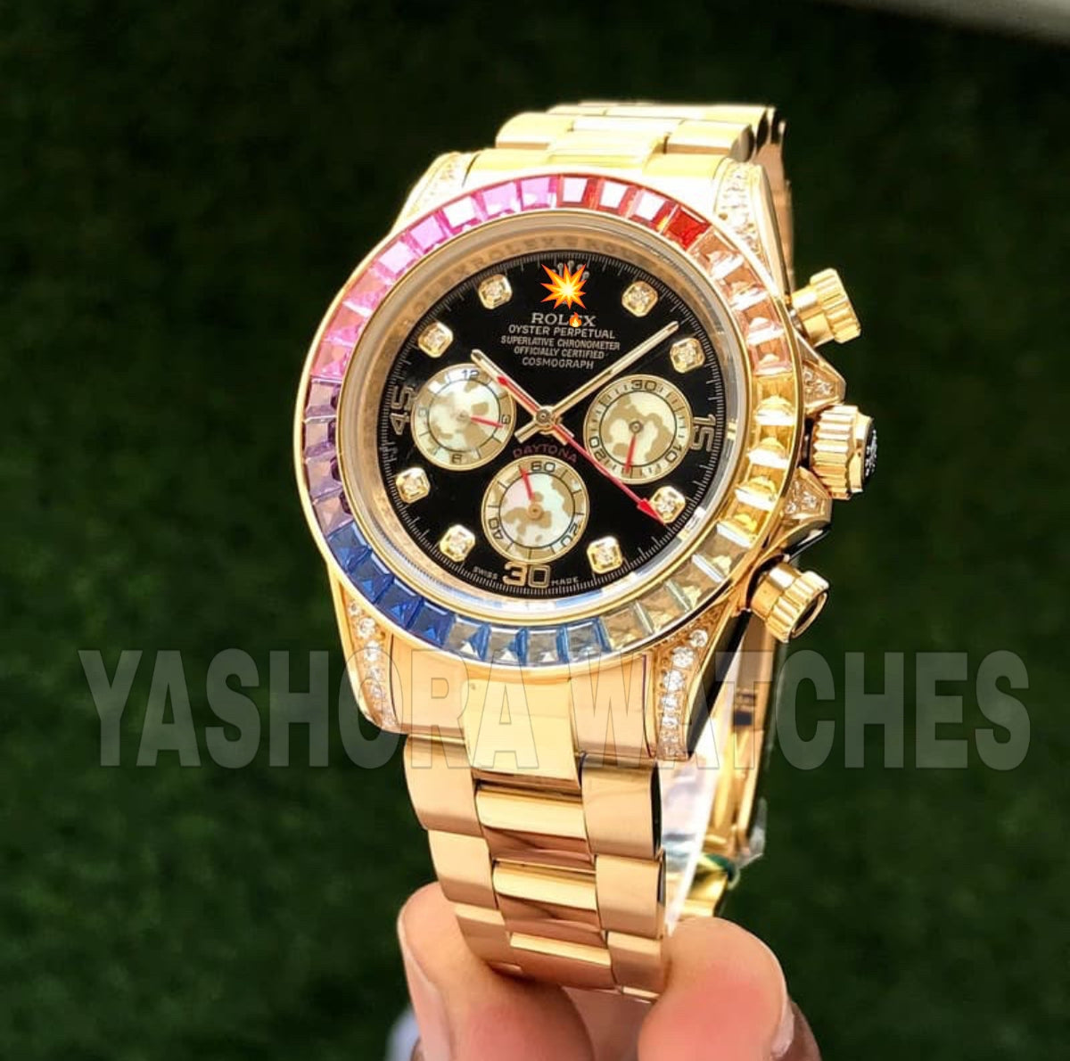 Rol*x Rainbow Daytona Gold Tone Automatic Japanese Master Quality Men’s Watch