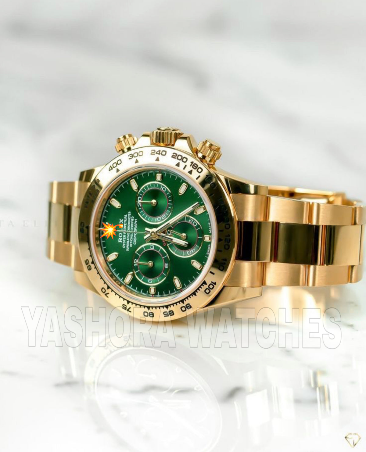 Rol*x Cosmograph Daytona Gold & Green Dial Japanese Automatic Mens Watch