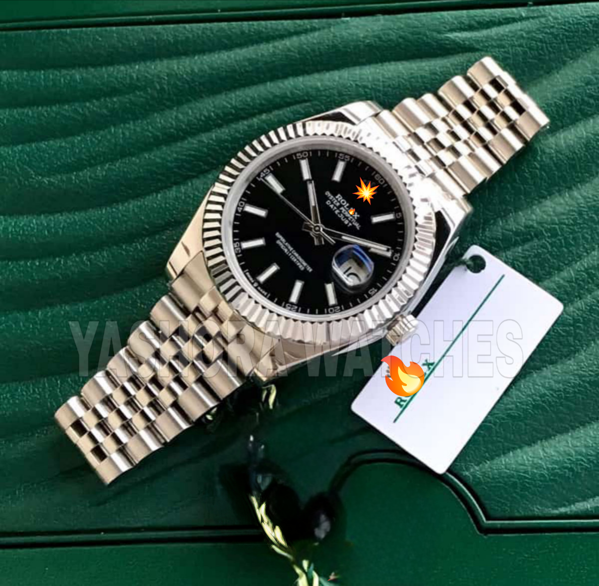 Rol*x Datejust 41 Silver & Steel Fluted Jubilee Black Dial Swiss Semi ETA 3235 Movement