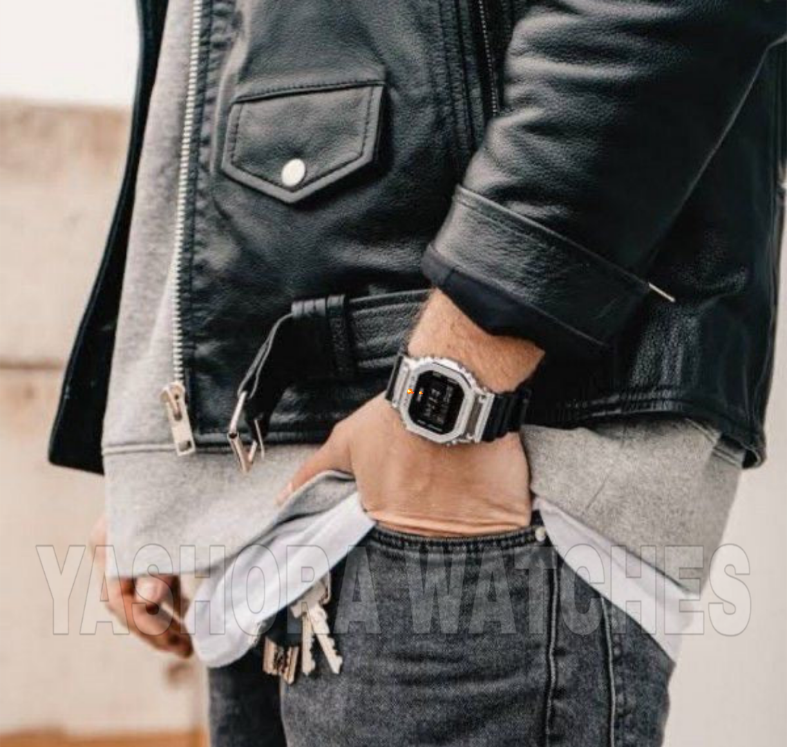 G-S**CK 5600BB METAL SILVER BLACK MEN JEWELRY