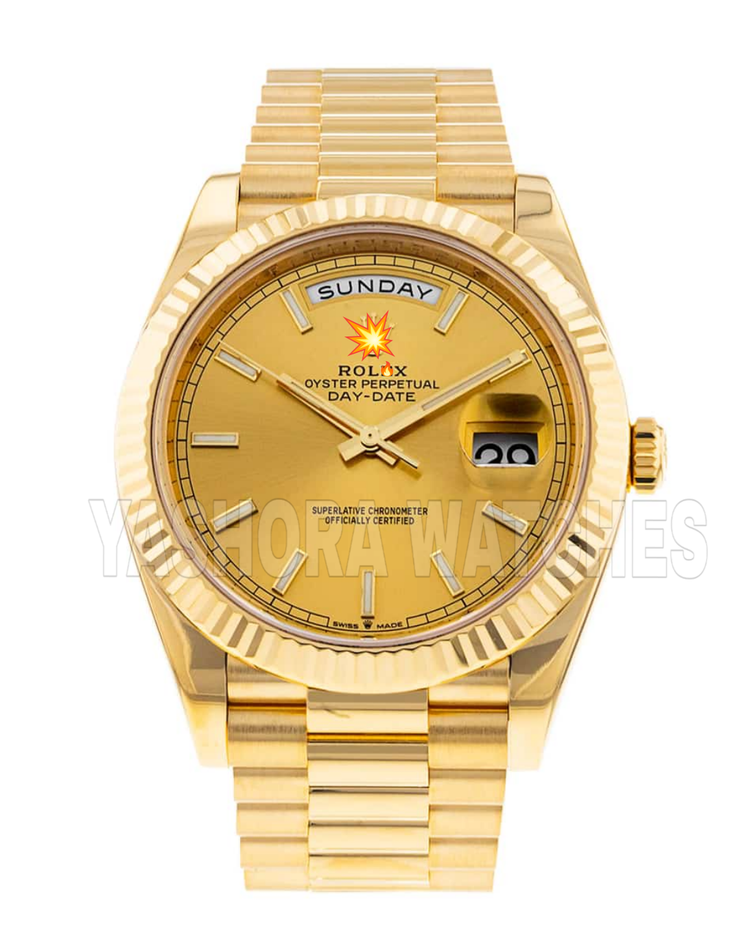 Rol*x Day-Date 41 228238 Fluted Bezel Gold DIAL